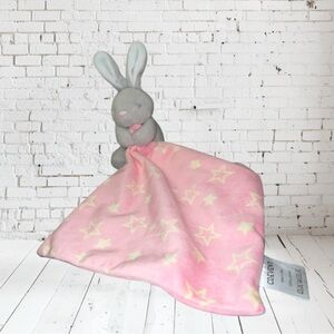 Crevent Bunny Rabbit Lovey Security Blanket Pink Yellow Stars Gray White Plush